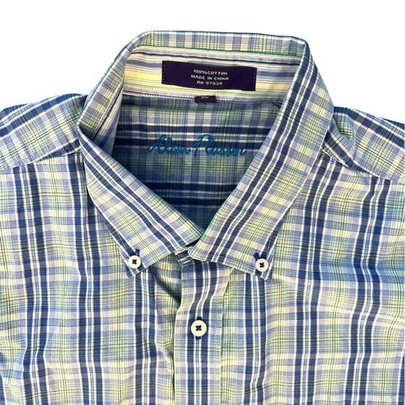 Alan Flusser Multicolor Plaid Button Down Dress Shirt XL Long Sleeve Career - Picture 7 of 10